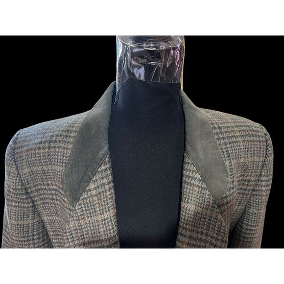 David N Vintage Glen Plaid Blazer Men Velvet Collar scandinavian estate tweed - Picture 6 of 10